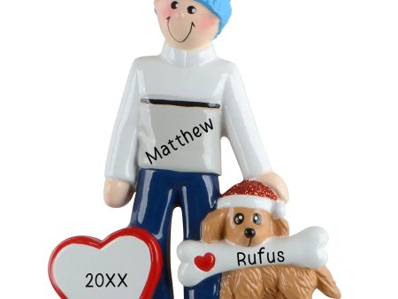 Man With Dog Personalized Ornament Hot on Sale