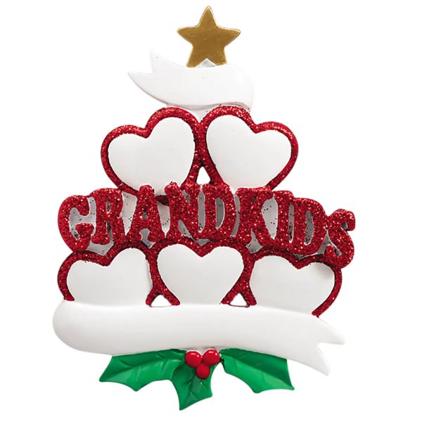 Grandkids Hearts Family of 5 Christmas Ornament Online Hot Sale