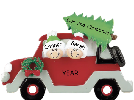 Christmas Tree Car Family of 2 Ornament Discount