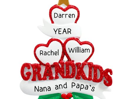 Grandkids Hearts Family of 3 Christmas Ornament Discount