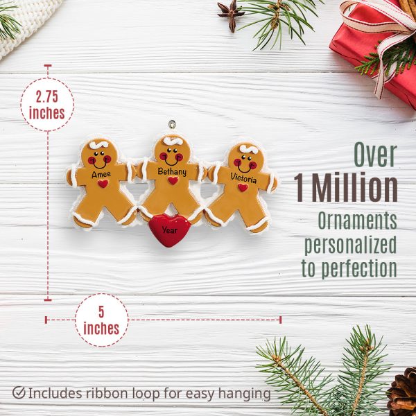 Gingerbread Family of 3 Christmas Ornament For Discount