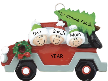 Christmas Tree Car Family of 3 Ornament on Sale