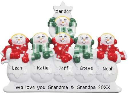 Snowman Family of 6 Personalized Table Top Keepsake on Sale