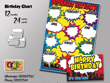 Super Heroes Birthday Chart Set (2) For Sale