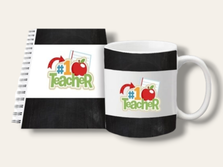 Teacher mug and notebook set (#1 teacher (black band)) Discount