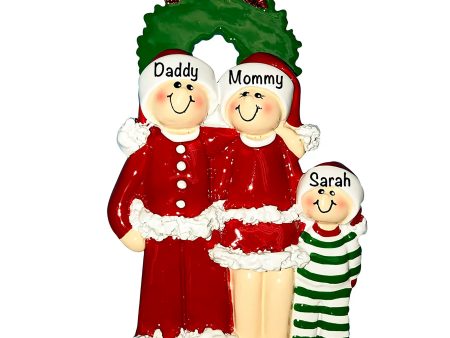 Christmas Pajama Family of 3 Christmas Ornament Online now