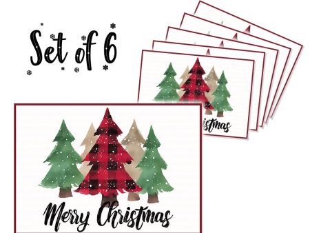 Canvas Printed tablemats (Set of 6).. Christmas trees design Fashion