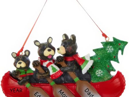 Bear Canoe Family of 3 Christmas Ornament Supply