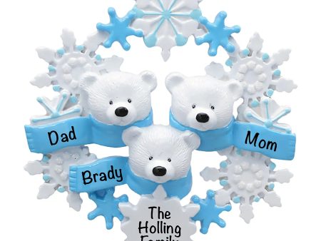 Polar Bear Family Of 3 Christmas Ornament Online now