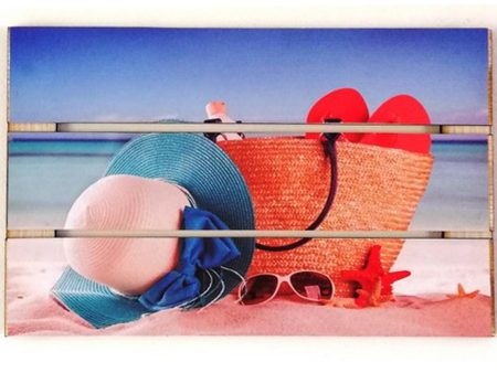 Beach printed wooden plaques (4) For Sale