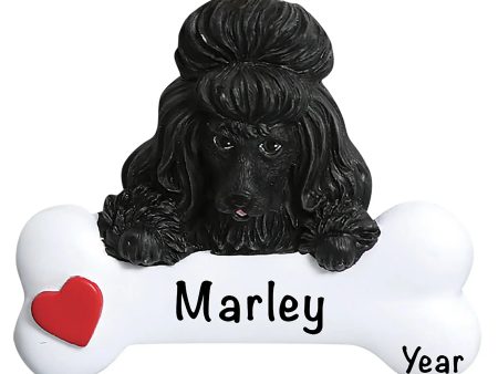 Black Poodle Dog Bone Christmas Ornament on Sale