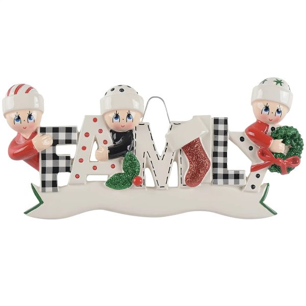 Plaid Family of 3 Christmas Ornament For Discount