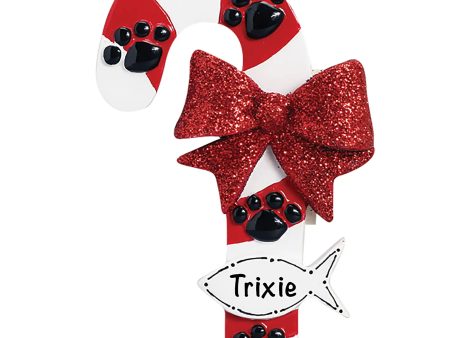 Cat Candy Cane Personalized Ornament Online