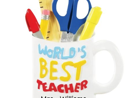 World s Best Teacher Mug Personalized Ornament Online Hot Sale