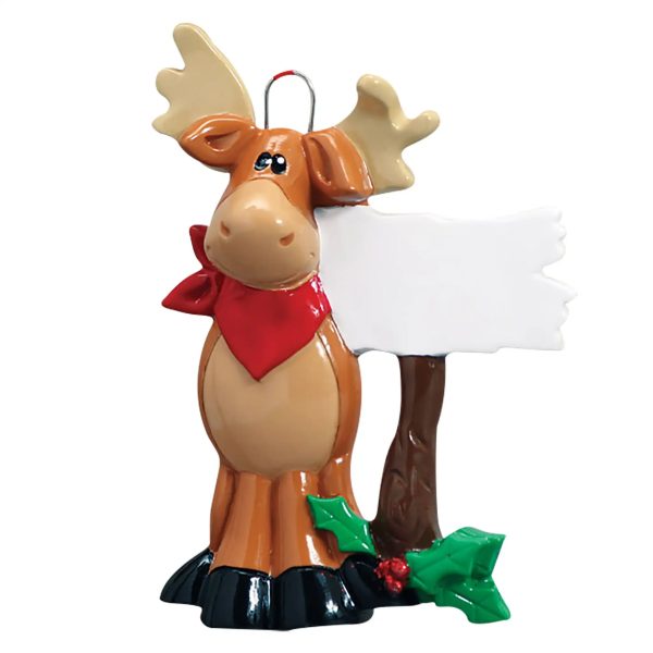 Moose with Sign Christmas Ornament For Cheap