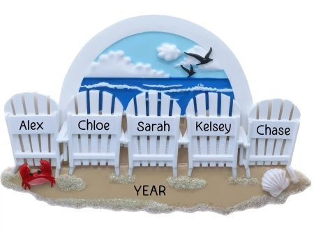 Beach Chair Family of 5 Christmas Ornament Supply