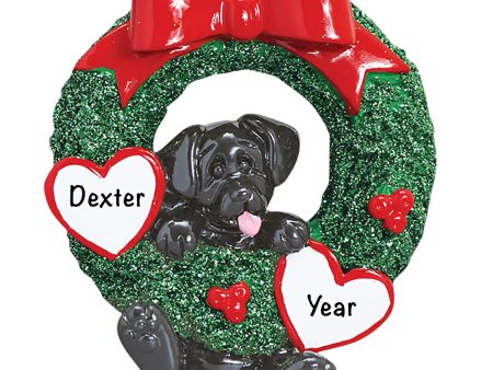 Black Labrador Glitter Wreath Christmas Ornament Fashion