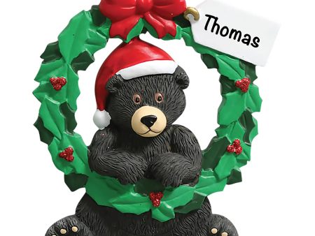 Black Bear Wreath Christmas Ornament Sale