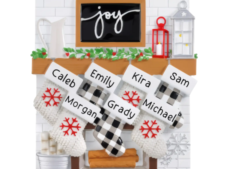 Fireplace Mantle Stocking Family of 7 Table Top Online Sale