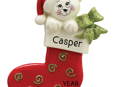 Cat In Stocking Christmas Ornament Hot on Sale