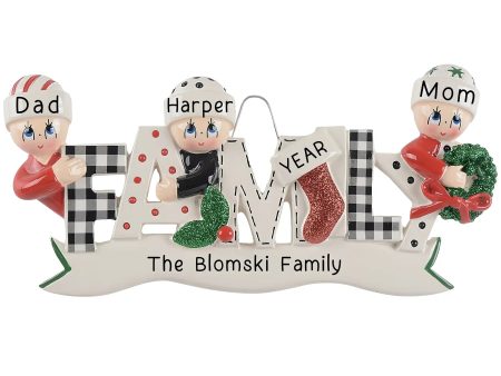 Plaid Family of 3 Christmas Ornament For Discount