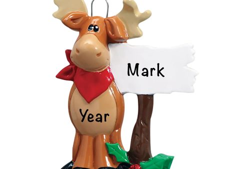 Moose with Sign Christmas Ornament For Cheap