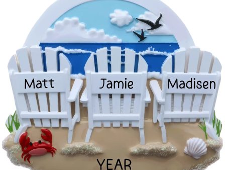 Beach Chair Family of 3 Christmas Ornament on Sale