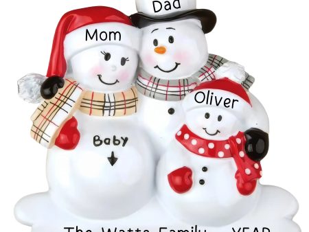 Expecting Snowman Family of 3 Personalized Ornament Online now