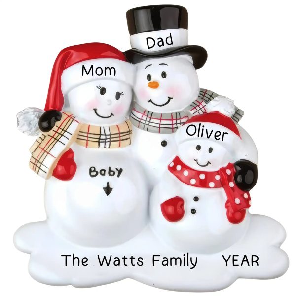 Expecting Snowman Family of 3 Personalized Ornament Online now