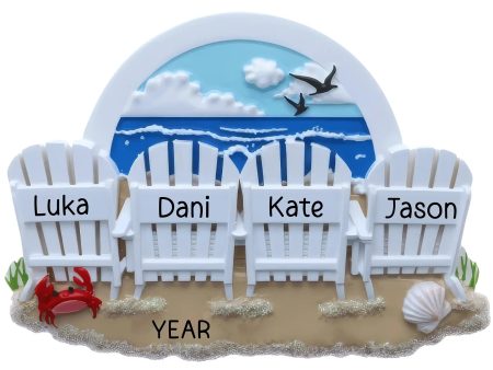 Beach Chair Family of 4 Christmas Ornament Online now