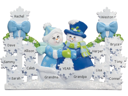 Snowman Couple Blue Table Top Christmas Decoration For Discount